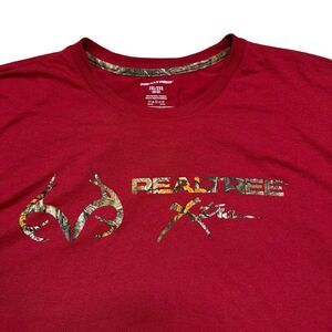 Realtree Unisex Red Logo Deer Antler Camo Detail Short Sleeve T-Shirt Size 2XL